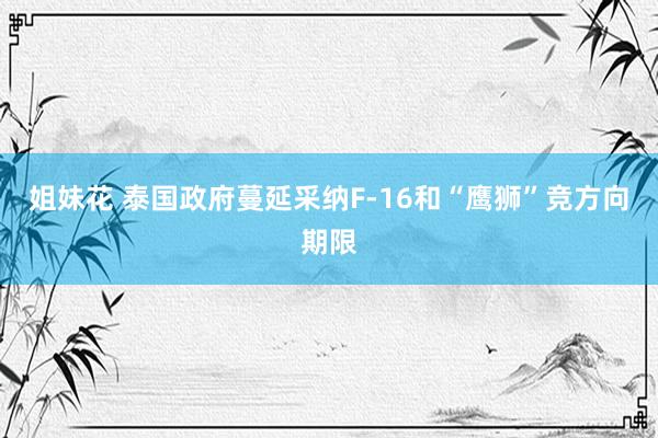 姐妹花 泰国政府蔓延采纳F-16和“鹰狮”竞方向期限