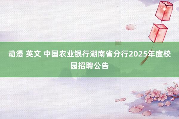 动漫 英文 中国农业银行湖南省分行2025年度校园招聘公告