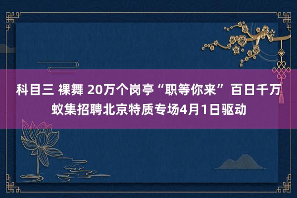 科目三 裸舞 20万个岗亭“职等你来” 百日千万蚁集招聘北京特质专场4月1日驱动