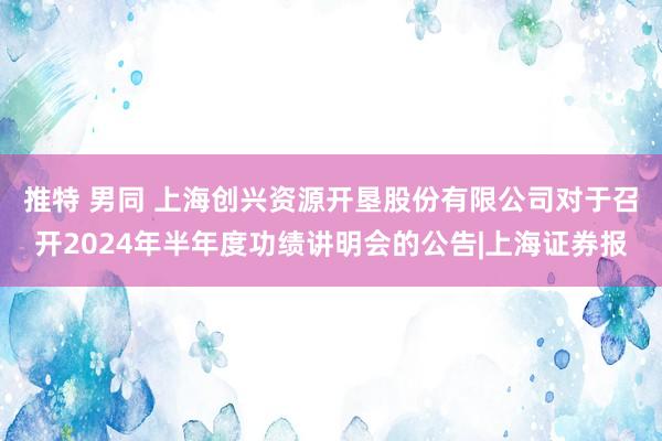 推特 男同 上海创兴资源开垦股份有限公司对于召开2024年半年度功绩讲明会的公告|上海证券报